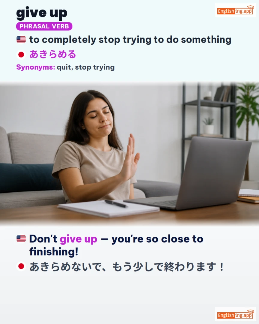 Give Up: English expression meaning and example