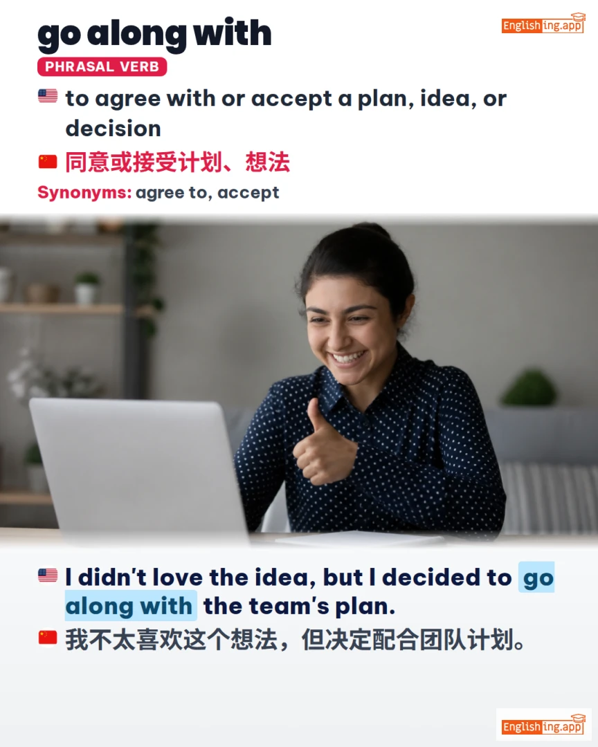 Go Along With: English expression meaning and example