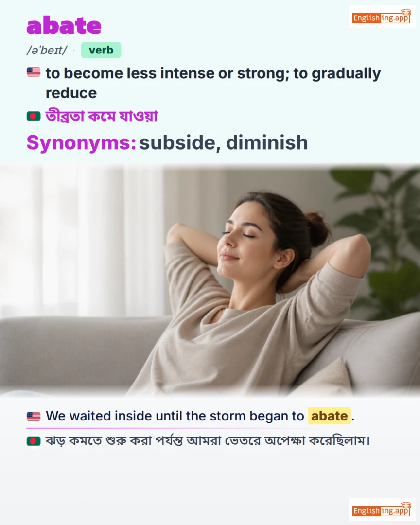 Abate: English vocabulary meaning and example