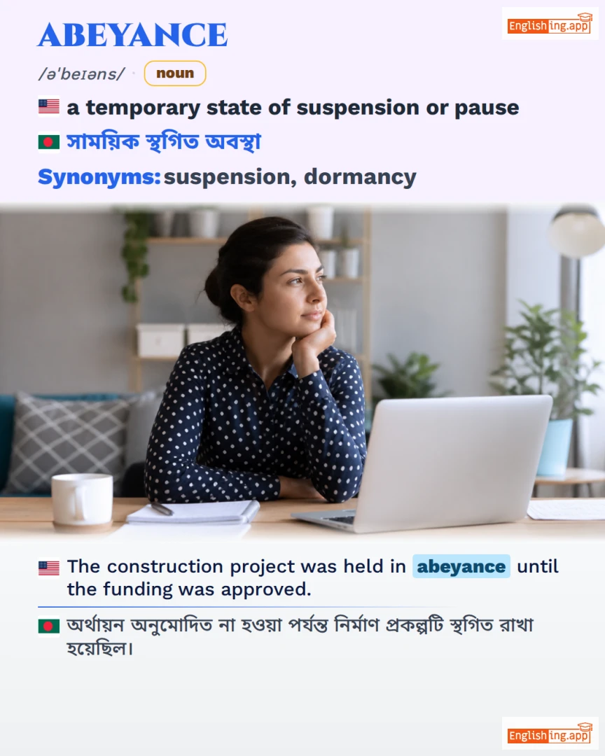 Abeyance: English vocabulary meaning and example