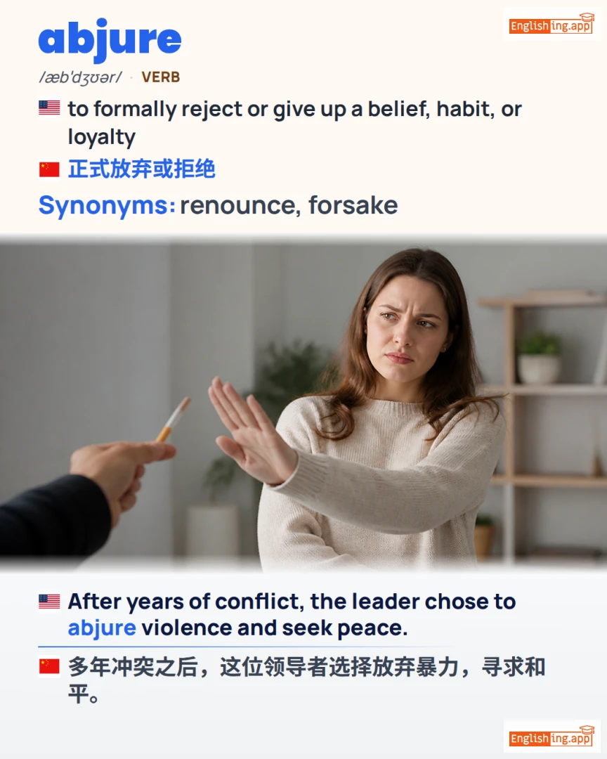 Abjure: English vocabulary meaning and example