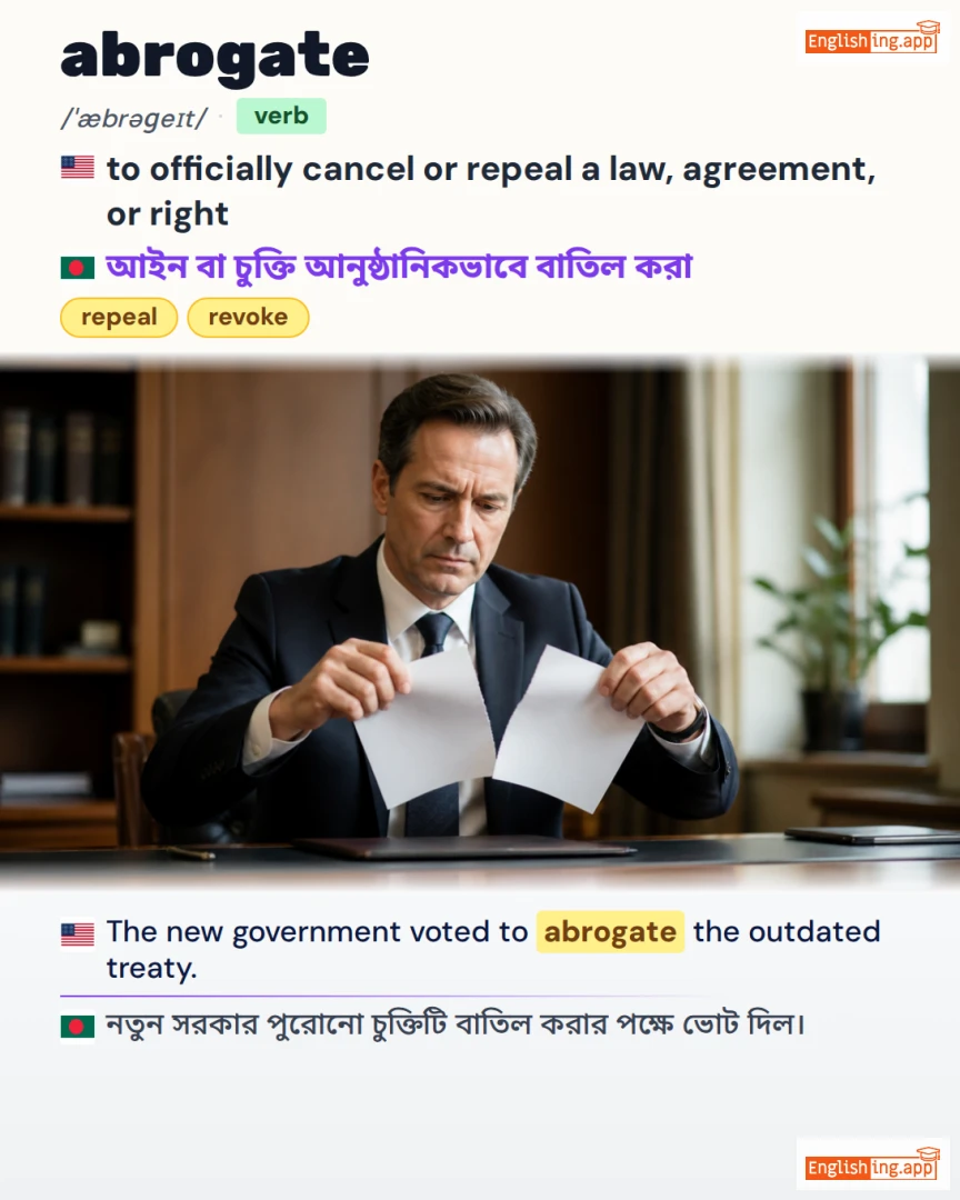 Abrogate: English vocabulary meaning and example