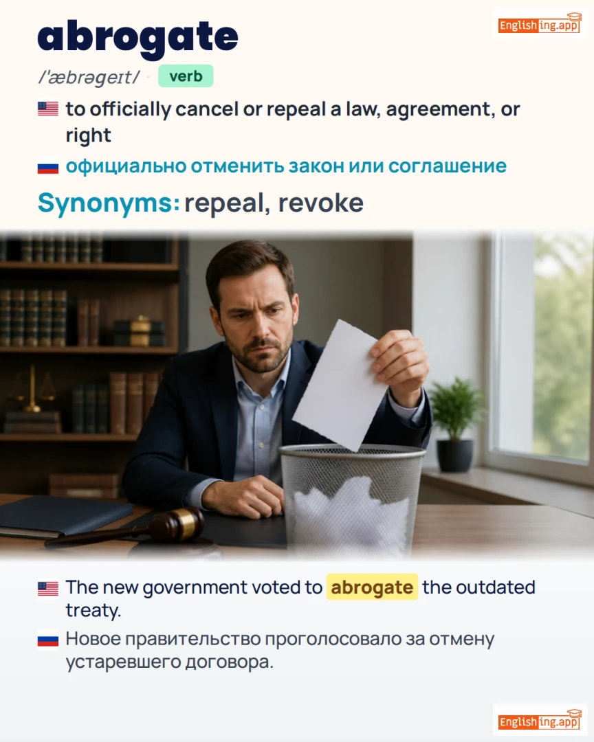 Abrogate: English vocabulary meaning and example