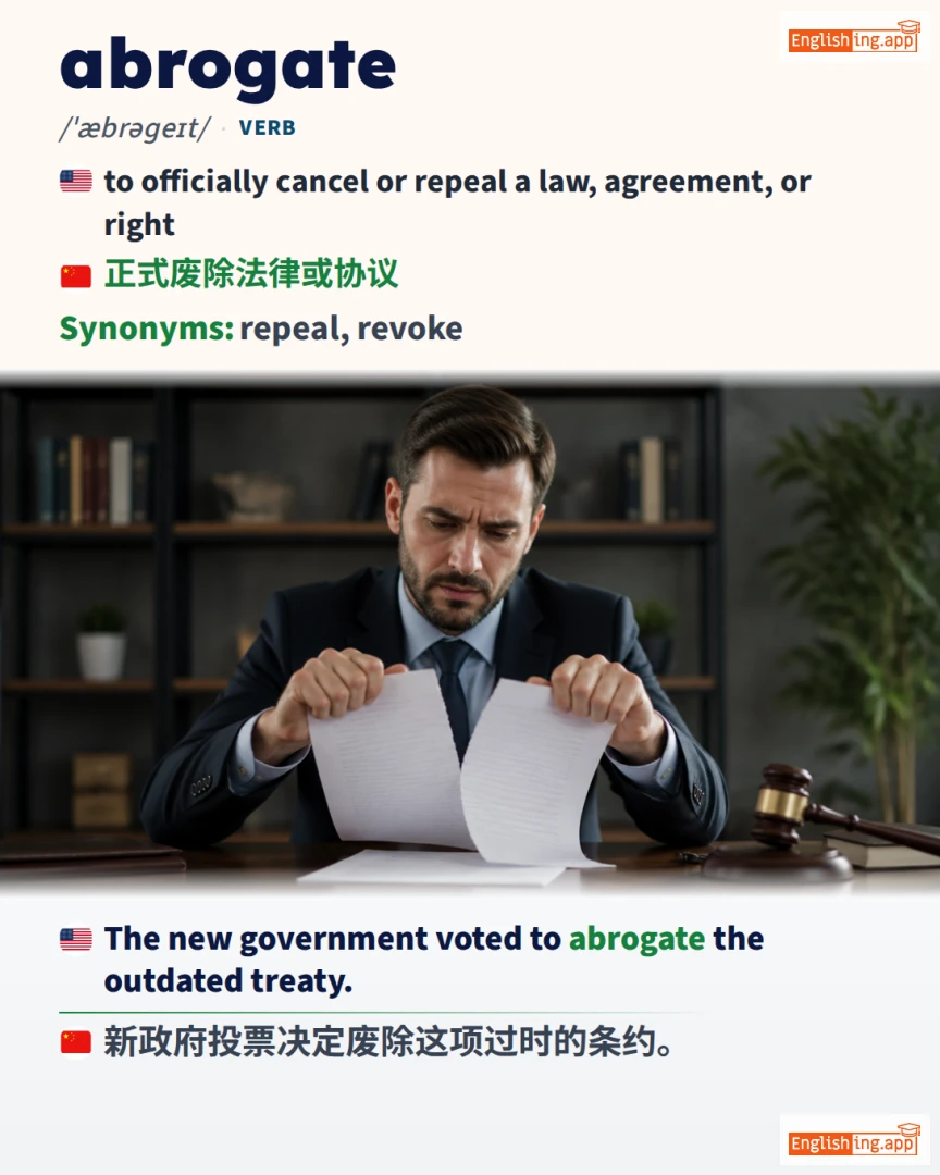 Abrogate: English vocabulary meaning and example