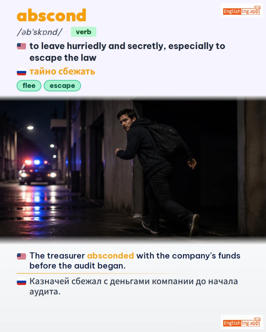 Abscond: English vocabulary meaning and example