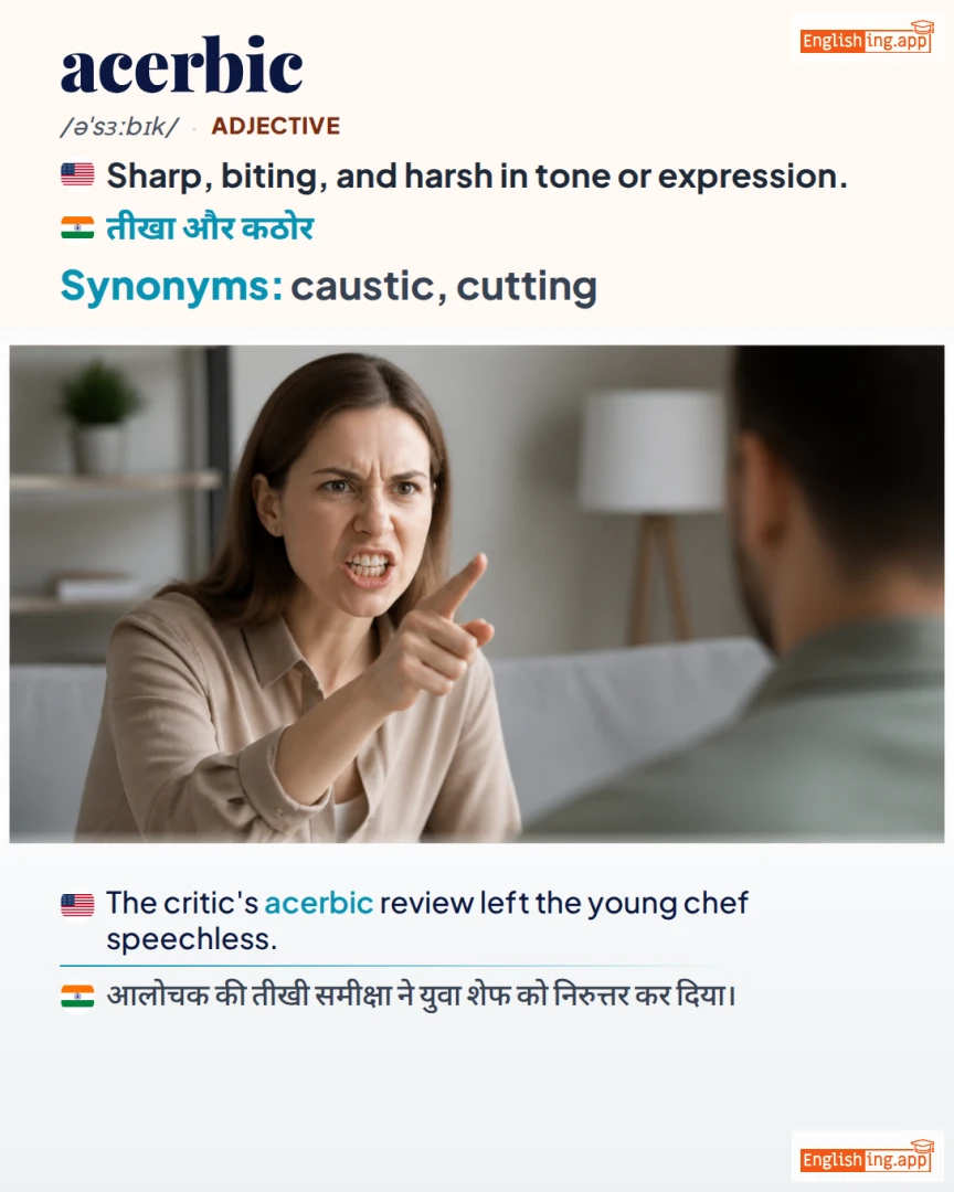 Acerbic: English vocabulary meaning and example