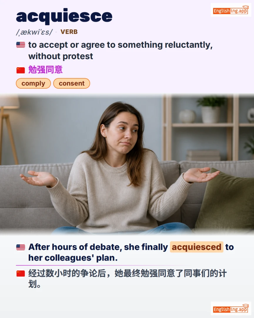 Acquiesce: English vocabulary meaning and example