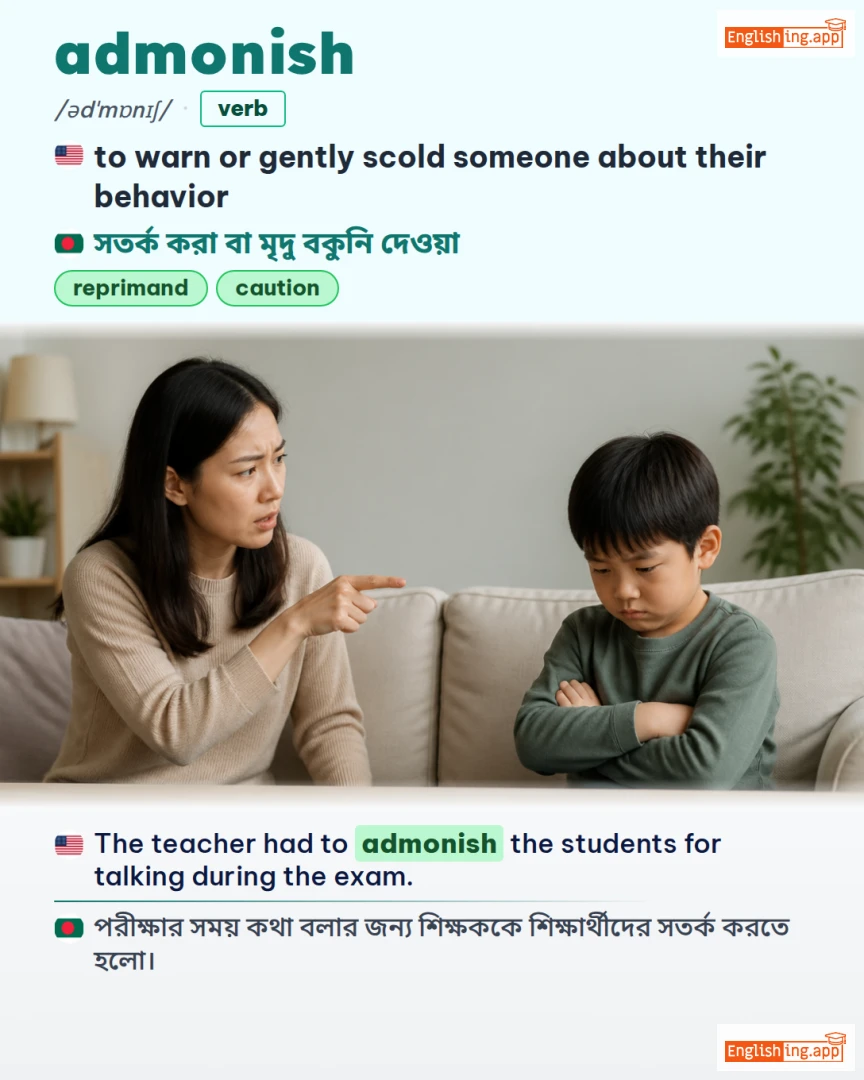 Admonish: English vocabulary meaning and example