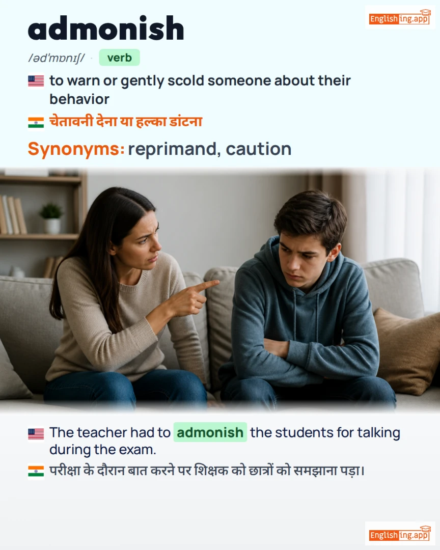 Admonish: English vocabulary meaning and example