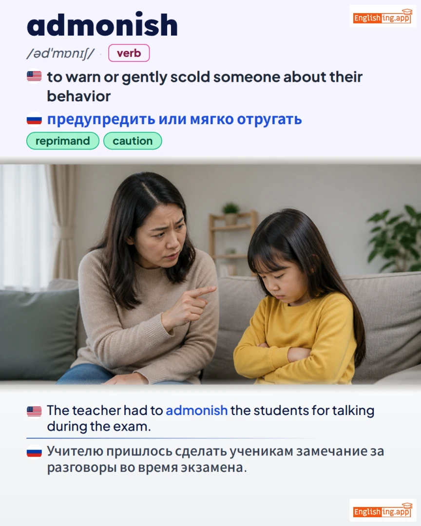 Admonish: English vocabulary meaning and example