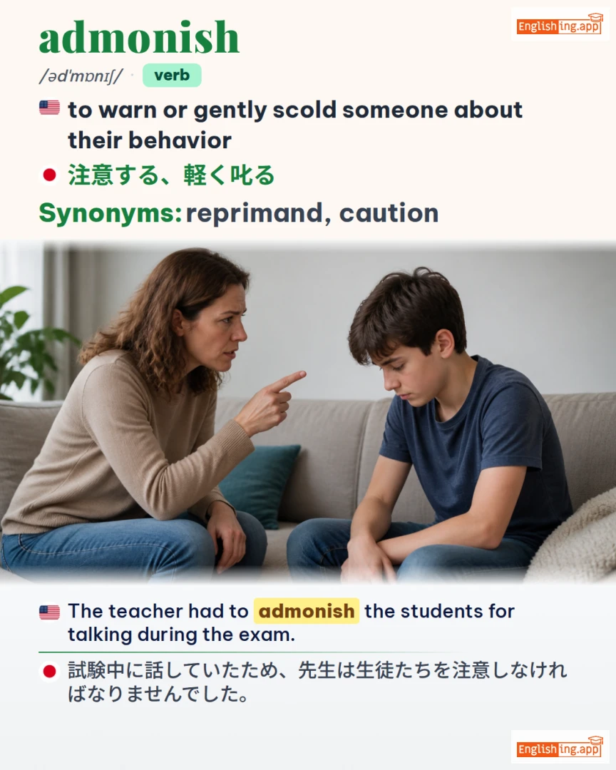 Admonish: English vocabulary meaning and example