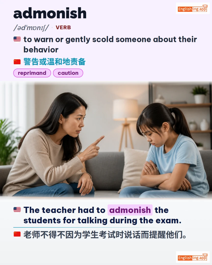 Admonish: English vocabulary meaning and example