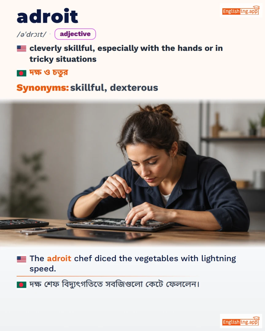 Adroit: English vocabulary meaning and example
