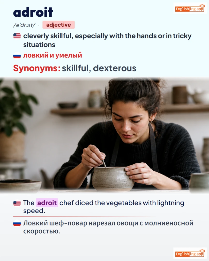 Adroit: English vocabulary meaning and example