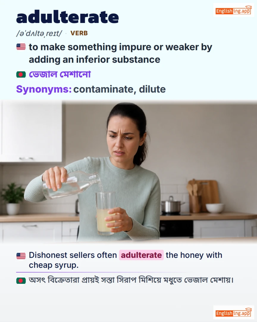 Adulterate: English vocabulary meaning and example