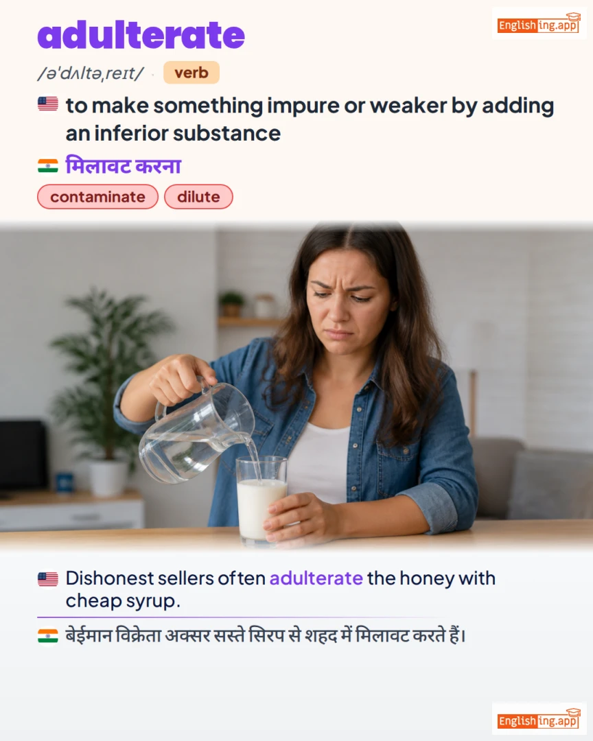 Adulterate: English vocabulary meaning and example