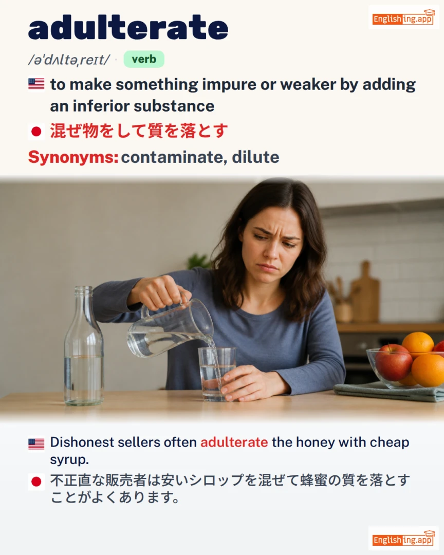 Adulterate: English vocabulary meaning and example