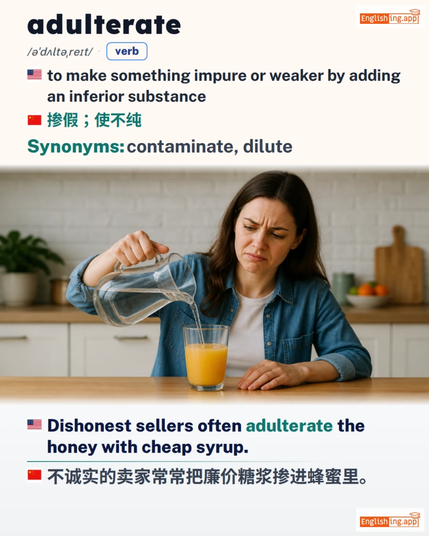 Adulterate: English vocabulary meaning and example