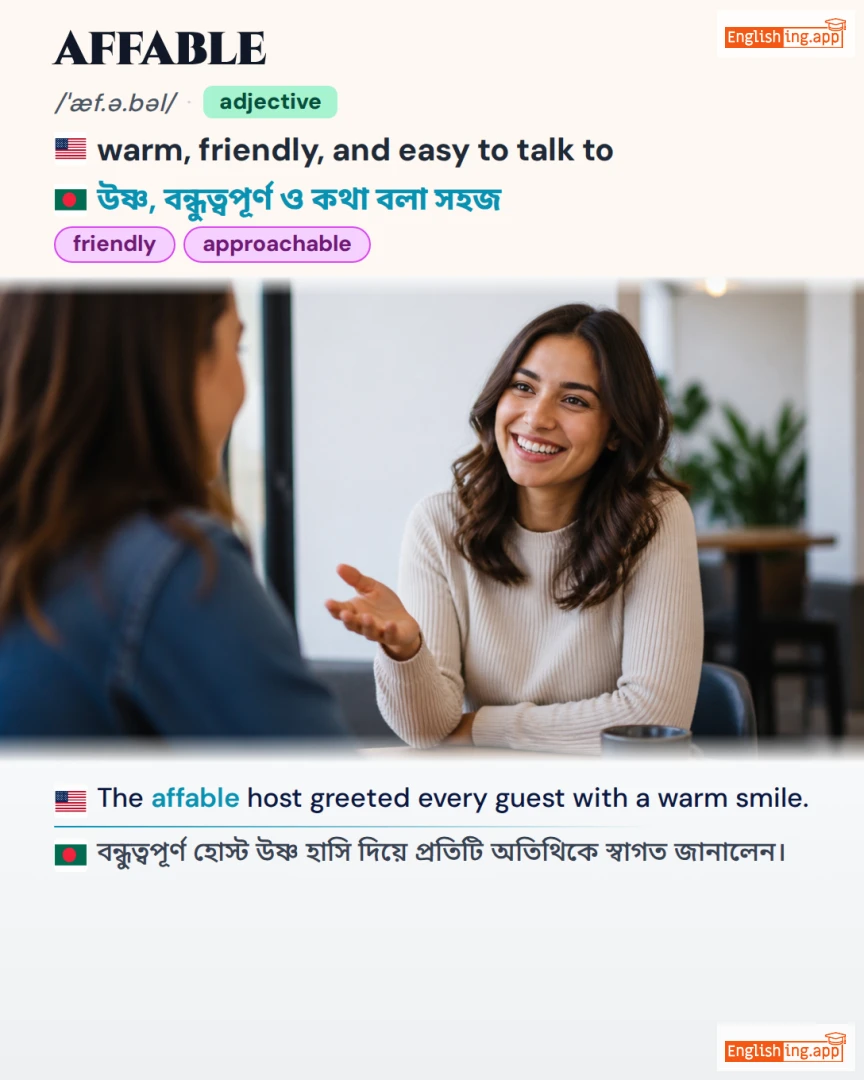 Affable: English vocabulary meaning and example
