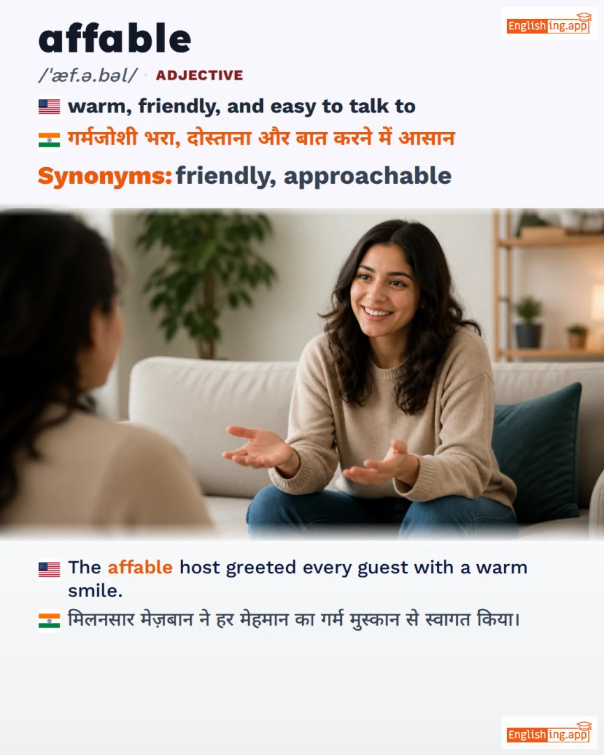 Affable: English vocabulary meaning and example
