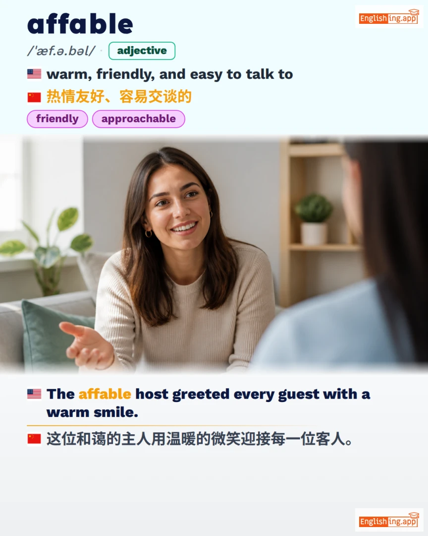 Affable: English vocabulary meaning and example