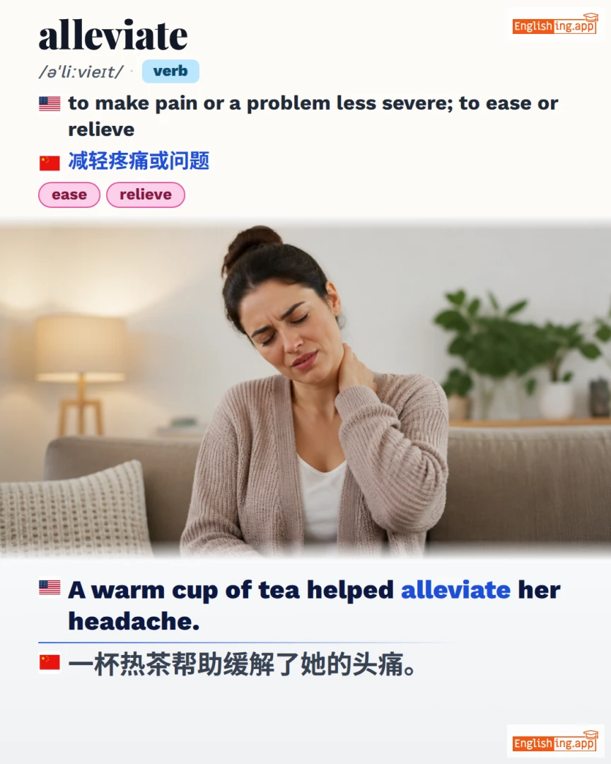 Alleviate: English vocabulary meaning and example