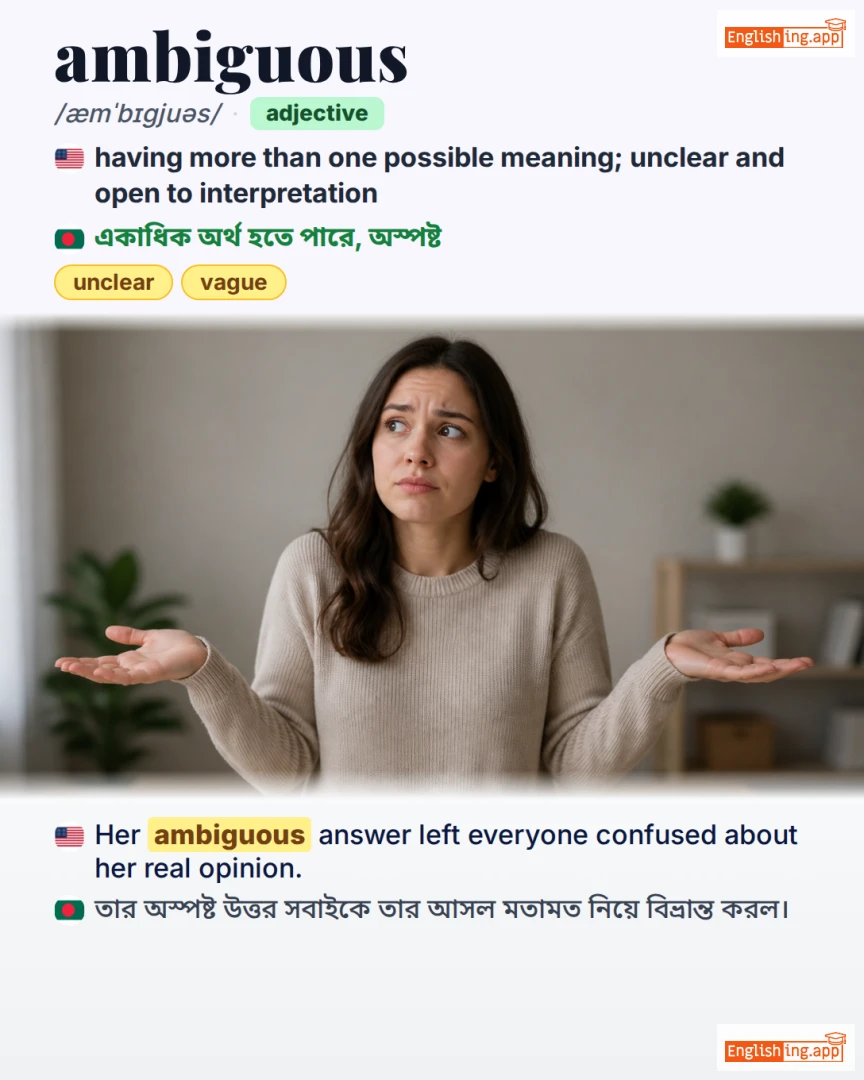 Ambiguous: English vocabulary meaning and example