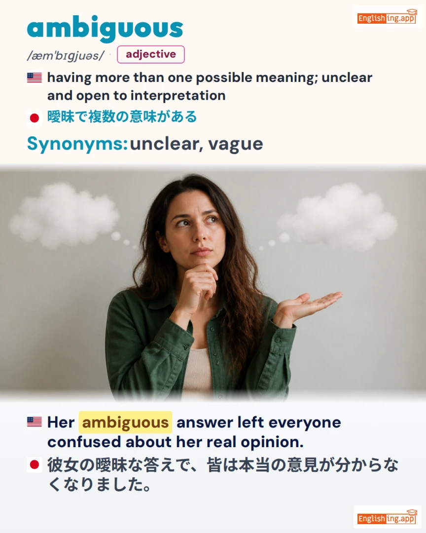 Ambiguous: English vocabulary meaning and example