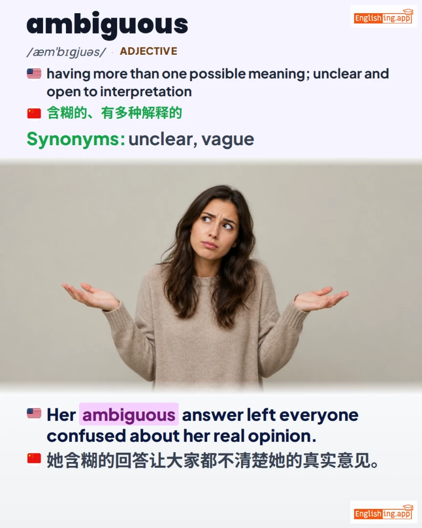 Ambiguous: English vocabulary meaning and example