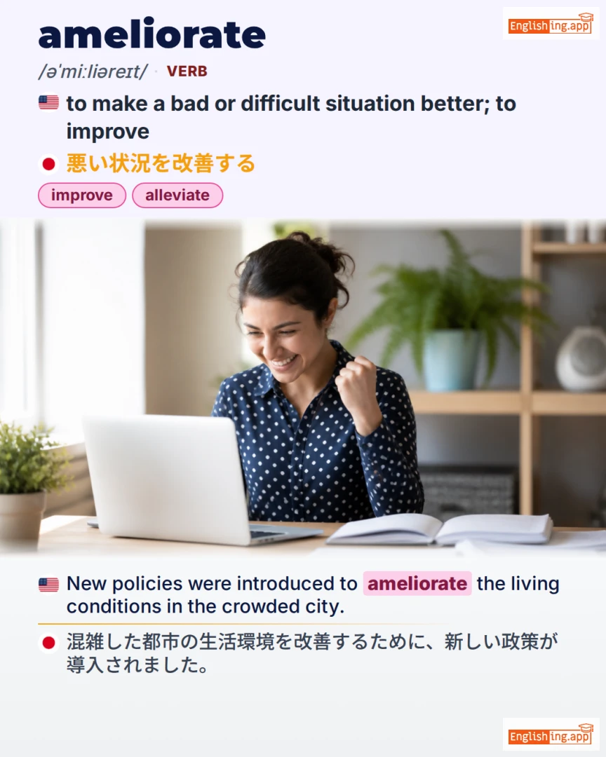 Ameliorate: English vocabulary meaning and example