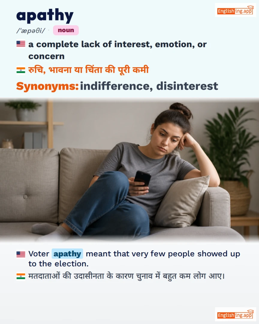 Apathy: English vocabulary meaning and example