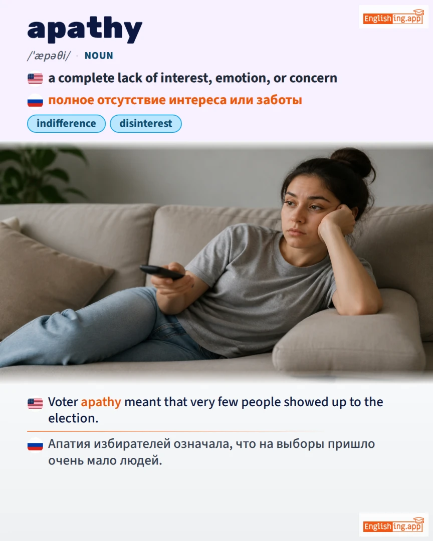 Apathy: English vocabulary meaning and example