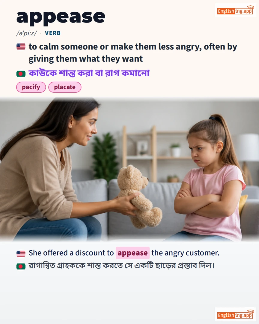 Appease: English vocabulary meaning and example