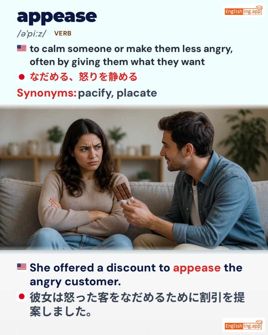 Appease: English vocabulary meaning and example