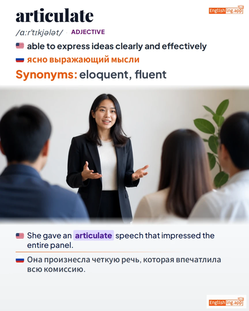 Articulate: English vocabulary meaning and example