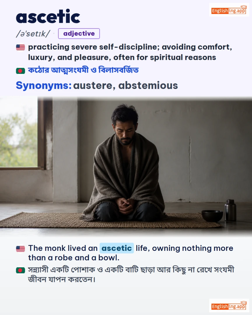 Ascetic: English vocabulary meaning and example