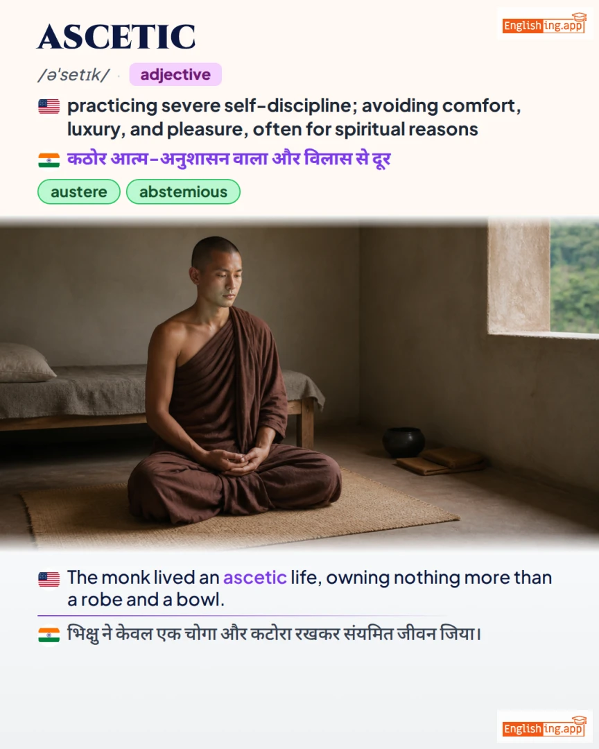 Ascetic: English vocabulary meaning and example