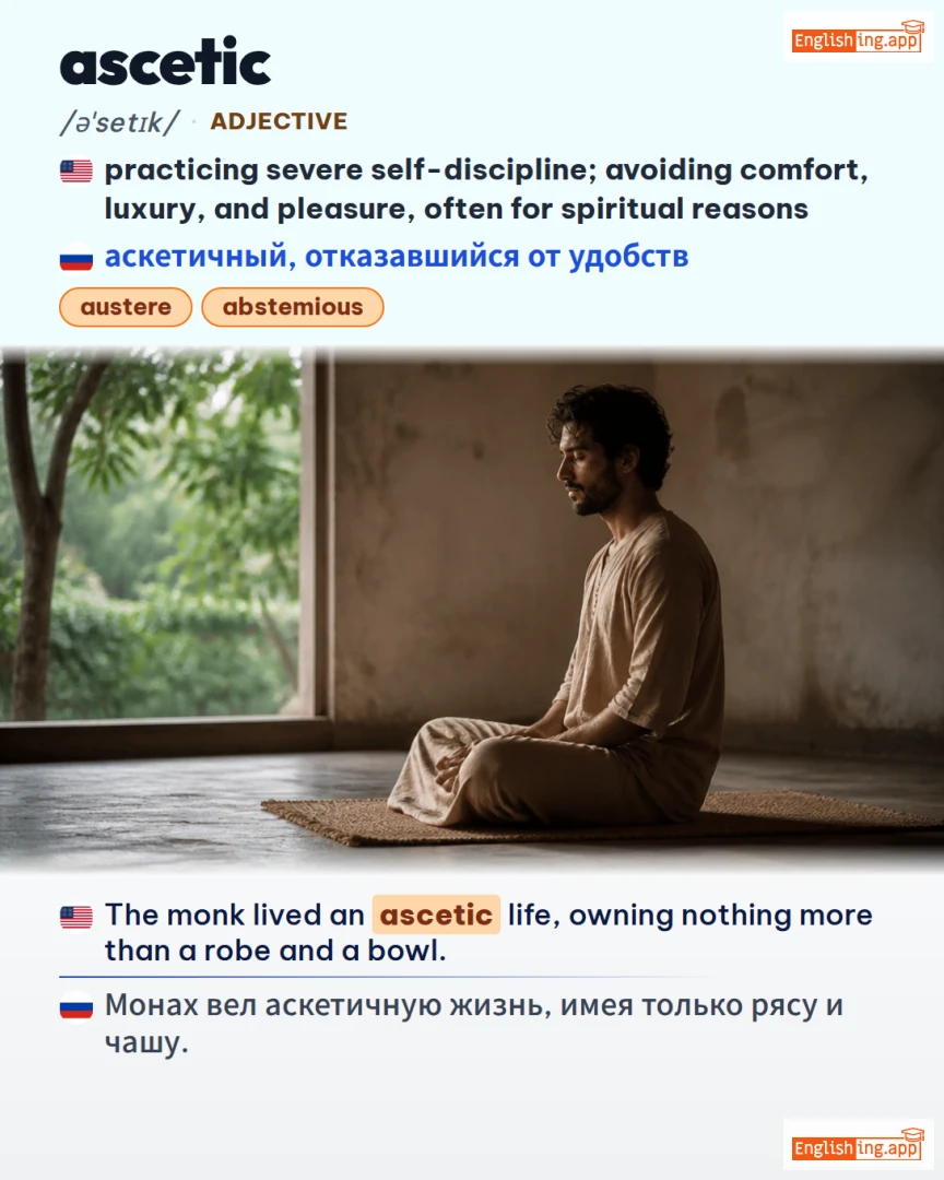 Ascetic: English vocabulary meaning and example