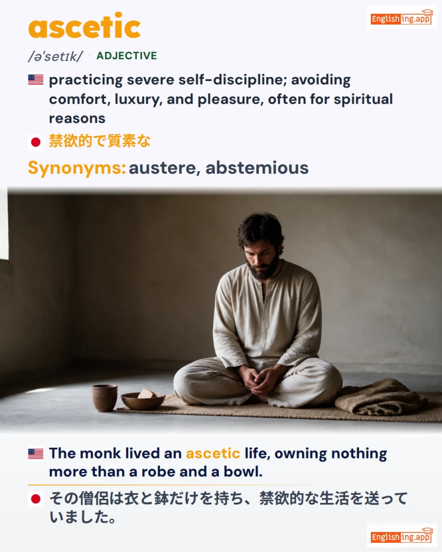 Ascetic: English vocabulary meaning and example