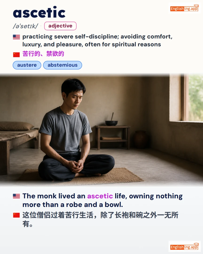 Ascetic: English vocabulary meaning and example