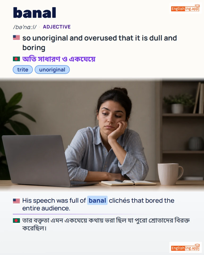 Banal: English vocabulary meaning and example