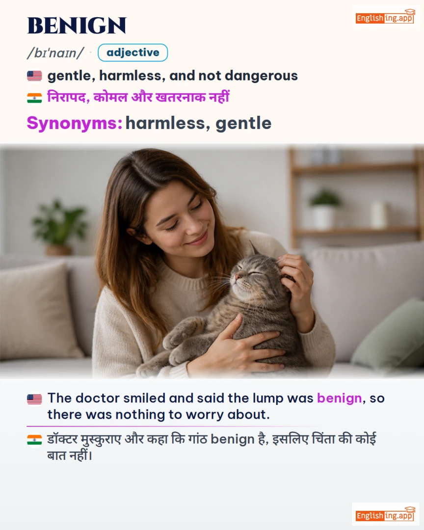 Benign: English vocabulary meaning and example