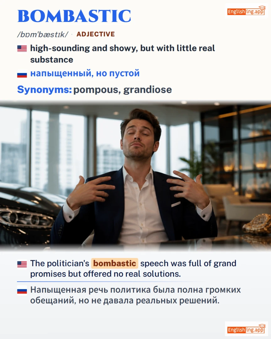 Bombastic: English vocabulary meaning and example