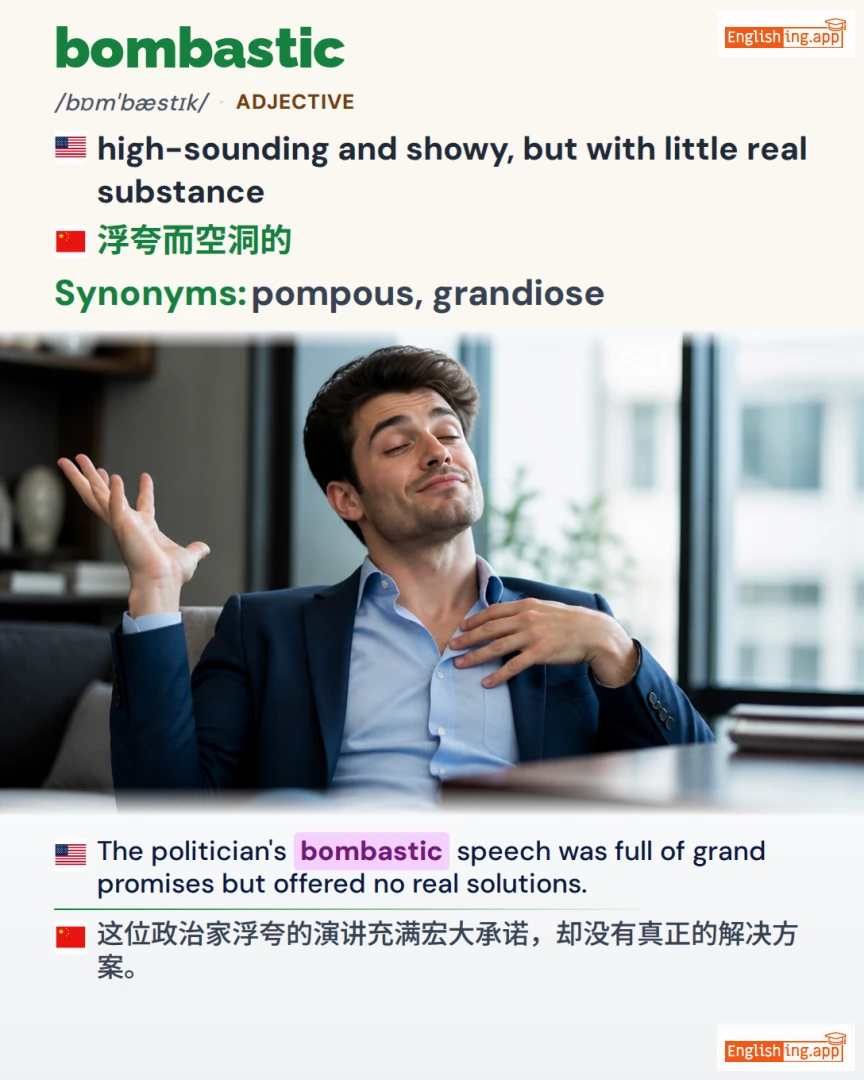 Bombastic: English vocabulary meaning and example