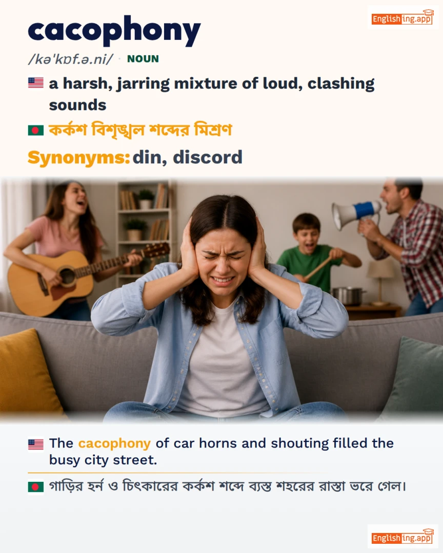Cacophony: English vocabulary meaning and example