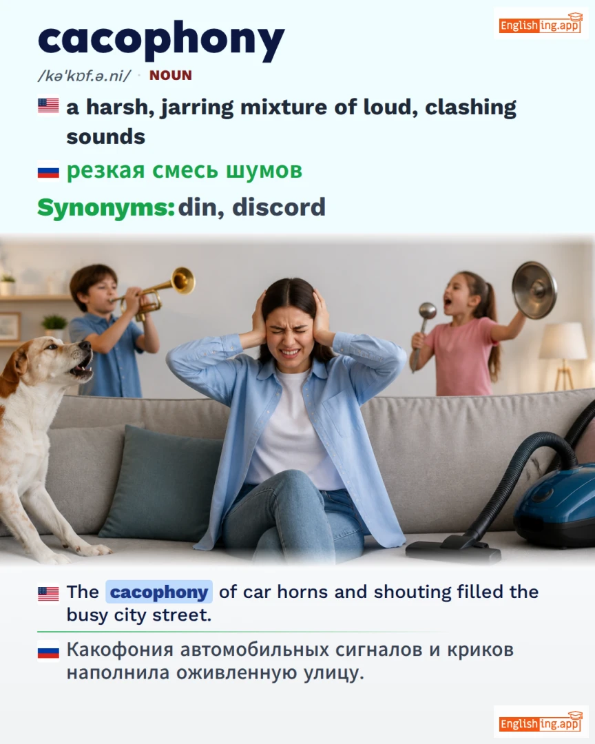 Cacophony: English vocabulary meaning and example