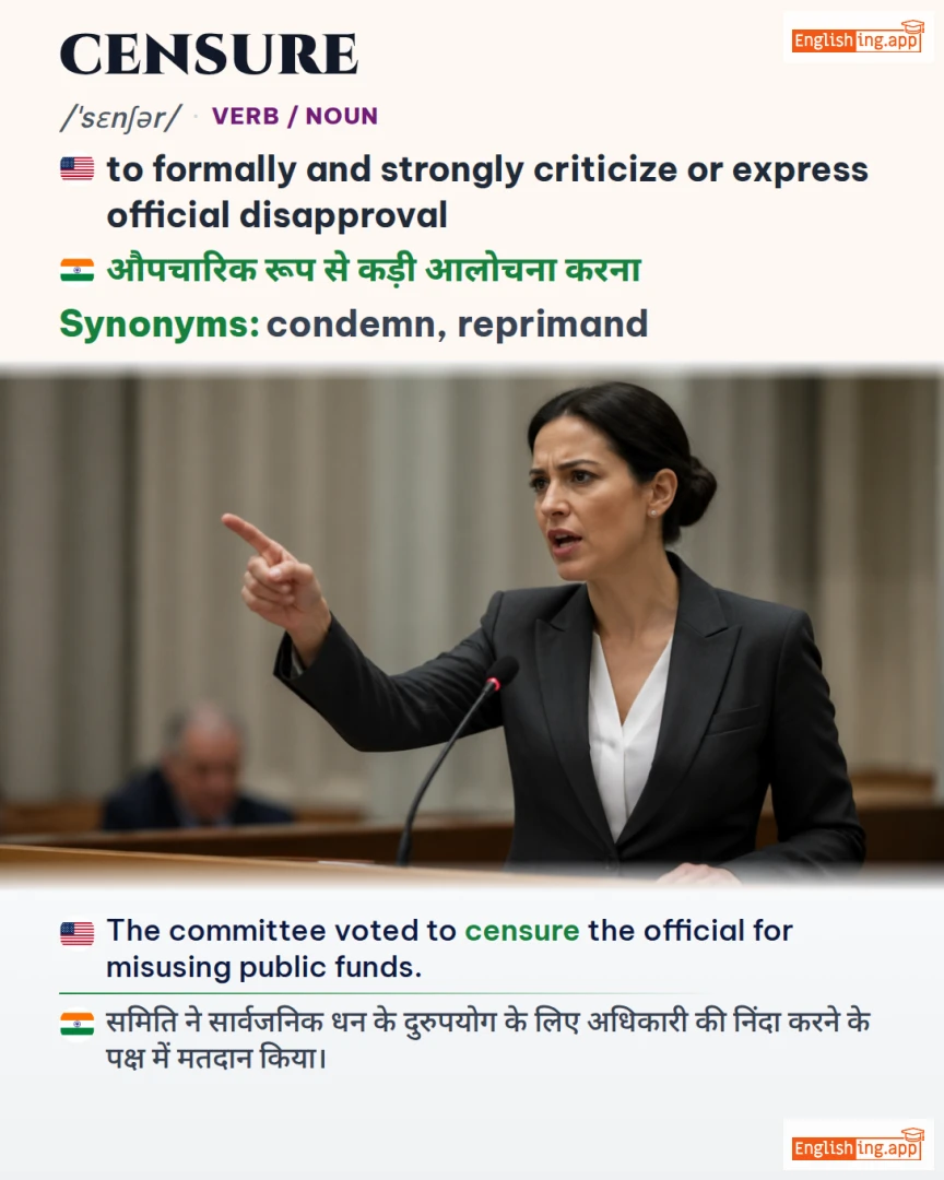 Censure: English vocabulary meaning and example