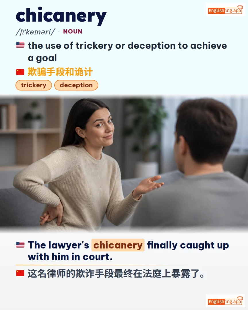 Chicanery: English vocabulary meaning and example