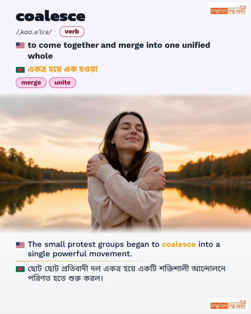 Coalesce: English vocabulary meaning and example