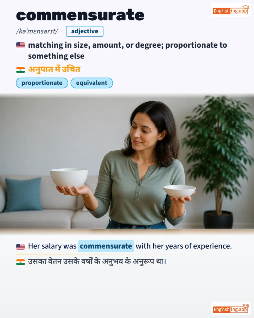 Commensurate: English vocabulary meaning and example